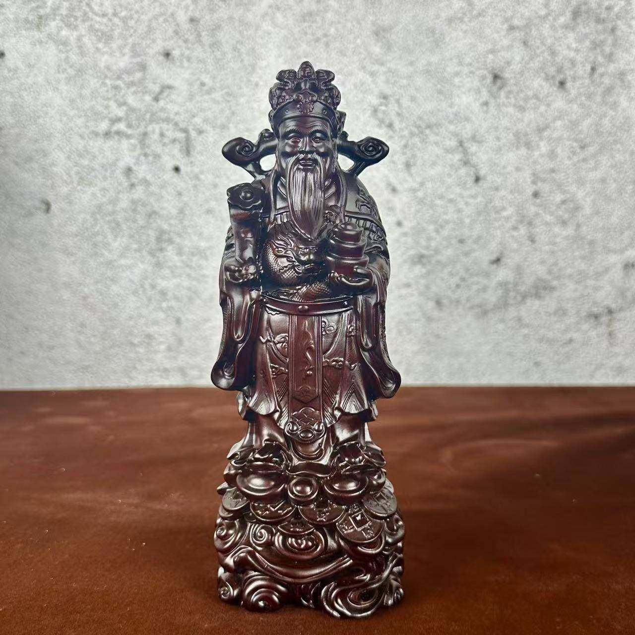 黑檀木雕摆件实木雕刻爷禄星木制工艺品到到