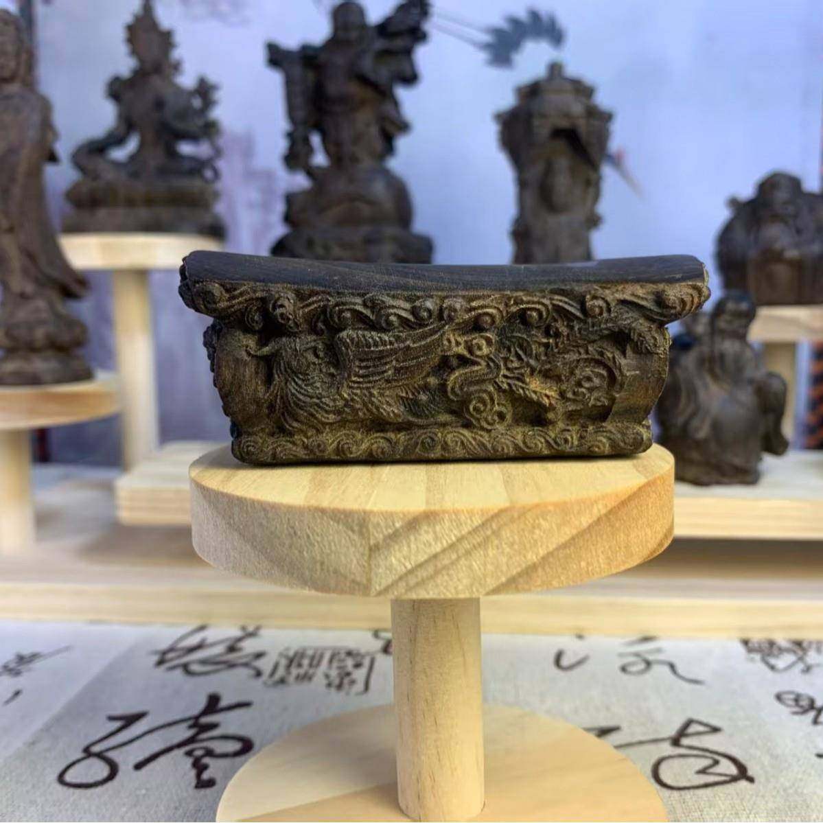 沉香木雕升棺发材手把件文玩实木雕刻摆件家居玄关龙凤棺桌面装饰