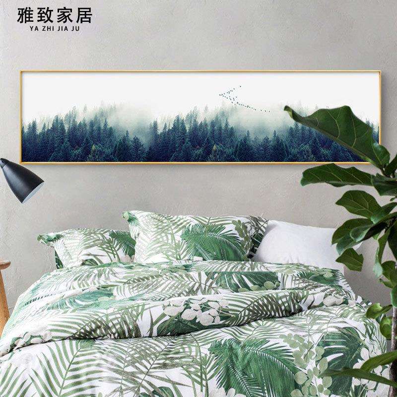 现代日式风景装饰画客厅沙发背景卧室床头画横版单幅北欧森林挂画