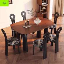 法式中古风全实木白蜡木可伸缩餐桌可变圆桌家用小户型复古吃饭桌