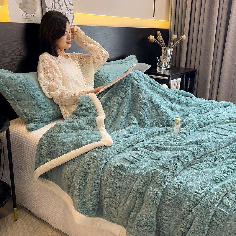 冬季加绒加厚雕花毛毯被子冬被宿舍多功能午睡毯子铺床盖毯盖被