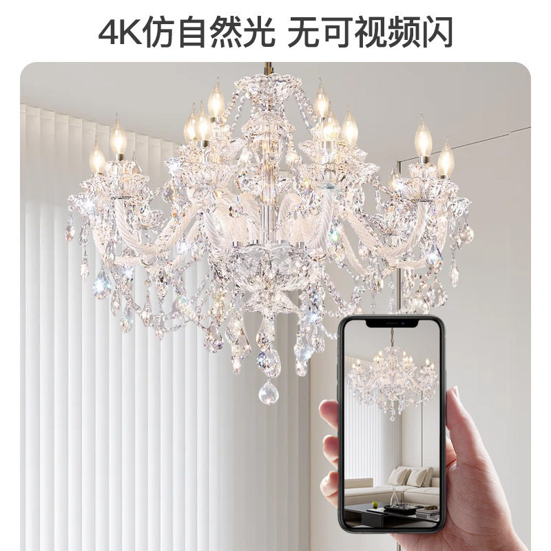 奶油红创意灯主感别墅风宫廷水晶吊灯高级吊灯法式客厅卧室餐厅网
