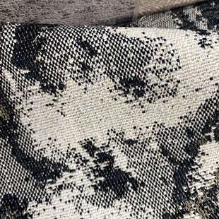 加厚雪尼尔沙发布料厚实抽象提花雪尼尔布黑白现代抽象肌理面料