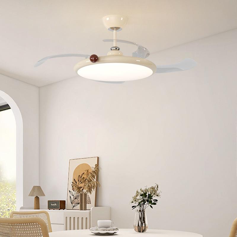 奶油中古风扇灯2025新款餐厅吸顶灯卧室高级时尚全光谱led护眼灯