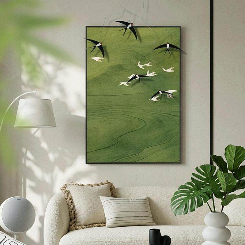 燕子挂饰法式中古风客厅装饰画现简约艺术入户正对门玄关挂画