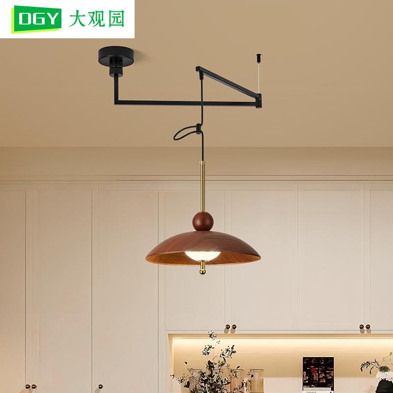 餐厅吊灯新款中古风可升降触摸感应伸缩餐桌吧台卧室床头灯具669L