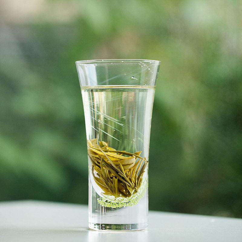 山鼎夜光玻璃绿茶杯专用泡茶杯端水晶玻璃猴魁杯防烫层透明杯
