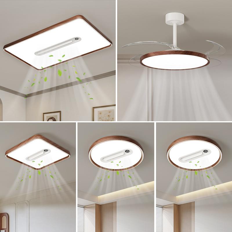 现代简约无叶风扇灯全光谱护眼新款数显负离子吸顶风扇灯中山灯具