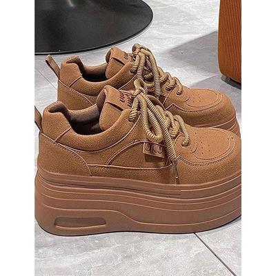 网红爆款厚底松糕鞋女2025新款秋季百搭小个子7cm休闲老爹鞋