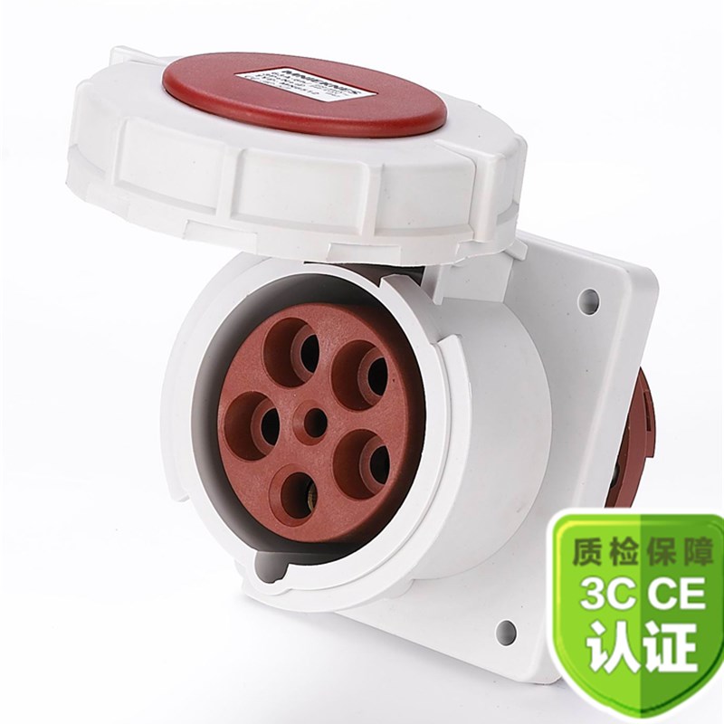 国曼电气5孔工业插座5P/16A 32A 63A暗装直座380V 欧标防水 ip67