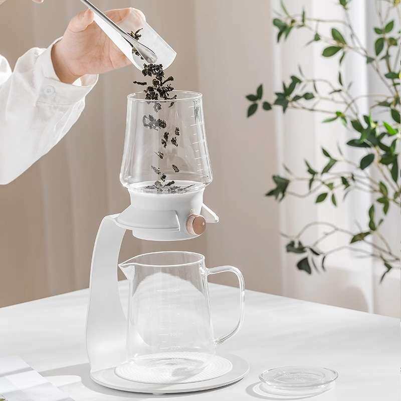 小可泡茶壶新中式商用冲茶壶玻璃自动茶具套装懒人泡茶神器600ml