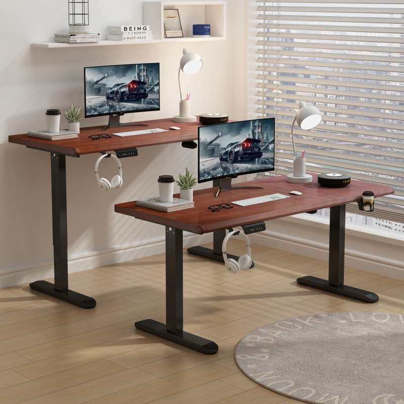 全实木面板电动升降桌腿电动书桌家用办公桌电竞可升降电脑桌