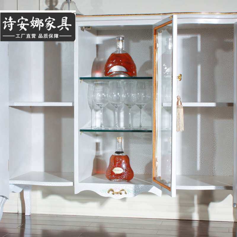 欧式实木家具 浪漫古典田园餐边柜 裂纹漆奢华酒柜