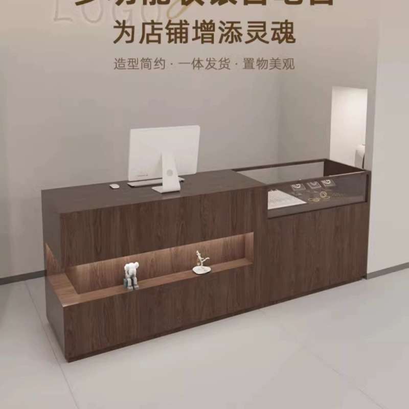 简约现代服装店吧台饰品店收银台展示柜咨询柜台玻璃前台接待加厚
