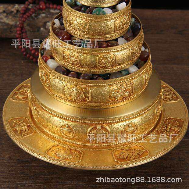 藏族曼扎盘 索达吉曼扎盘修法纯铜八吉祥曼茶罗曼达盘 37堆曼扎