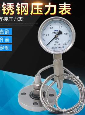 YTF-100H/RL/MF耐高温隔膜压力表法兰-0.1-0-60MPA软管连接压力表