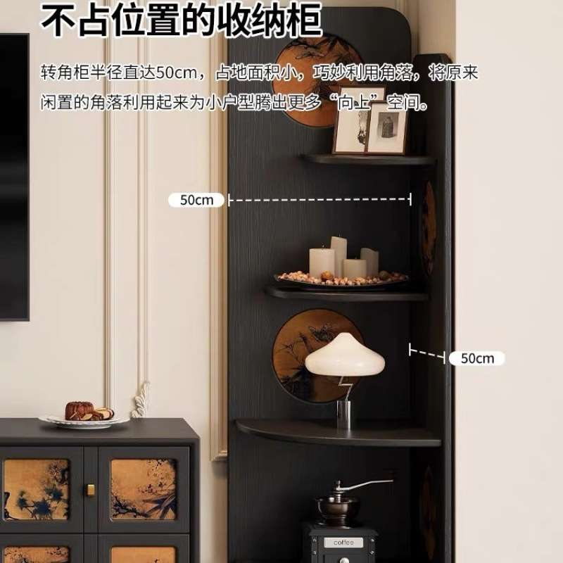 中古风角柜实木客厅复古风转角香云纱三角置物架拐角卧室收纳柜
