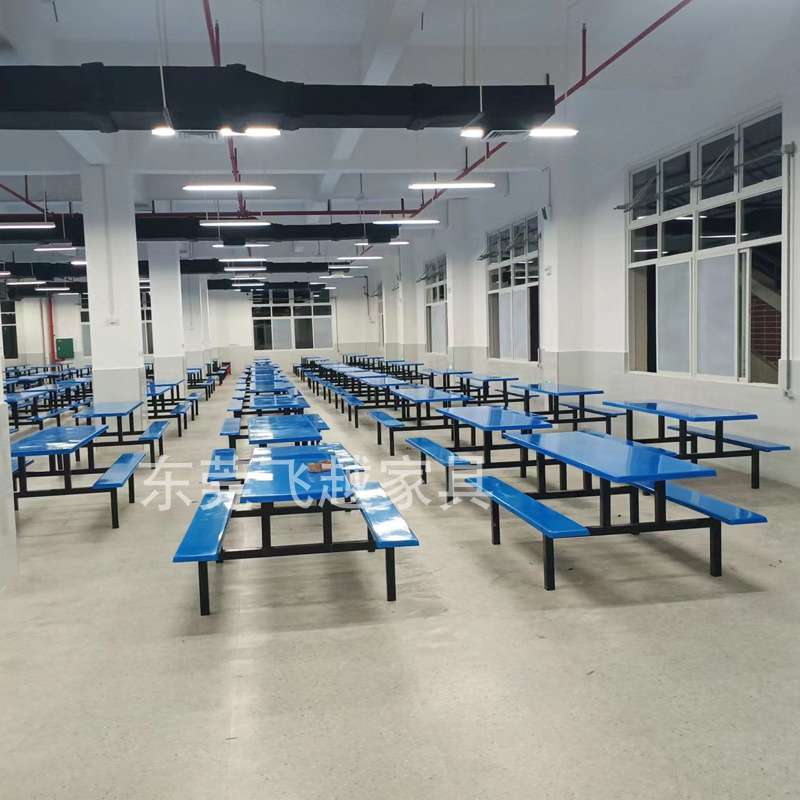 食堂餐桌椅连体桌凳组合工厂员工饭堂餐桌学校学生餐厅餐台4人8人