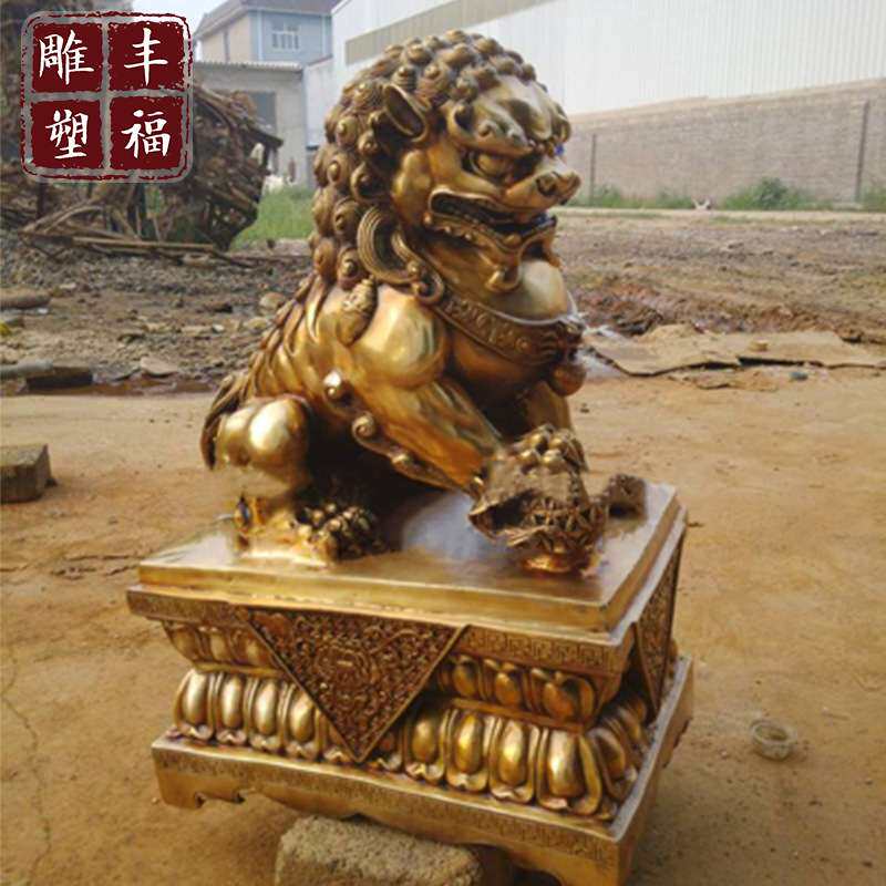 中式铜狮子雕塑厂家大型 传统铸铜动物狮子坐狮站狮门口装饰摆件