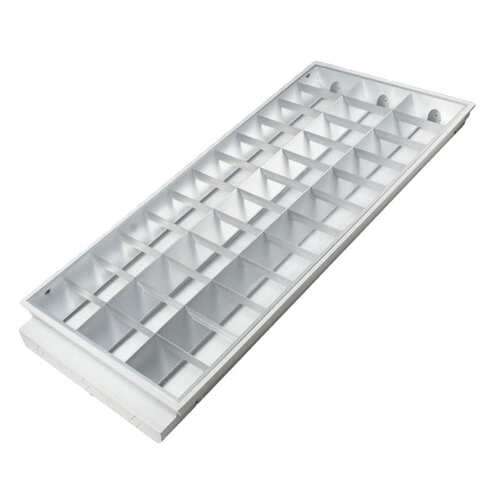 Ｔ8灯盘镜面铝I型格栅条配Ｔ5灯头2*28Ｗ新模具灯盘Ｔ5灯盘