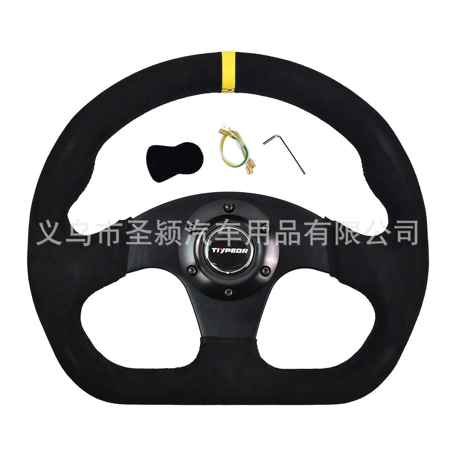 厂家直销 D型方向盘13寸OMP翻毛皮方向盘赛车竞技平款通用320mm