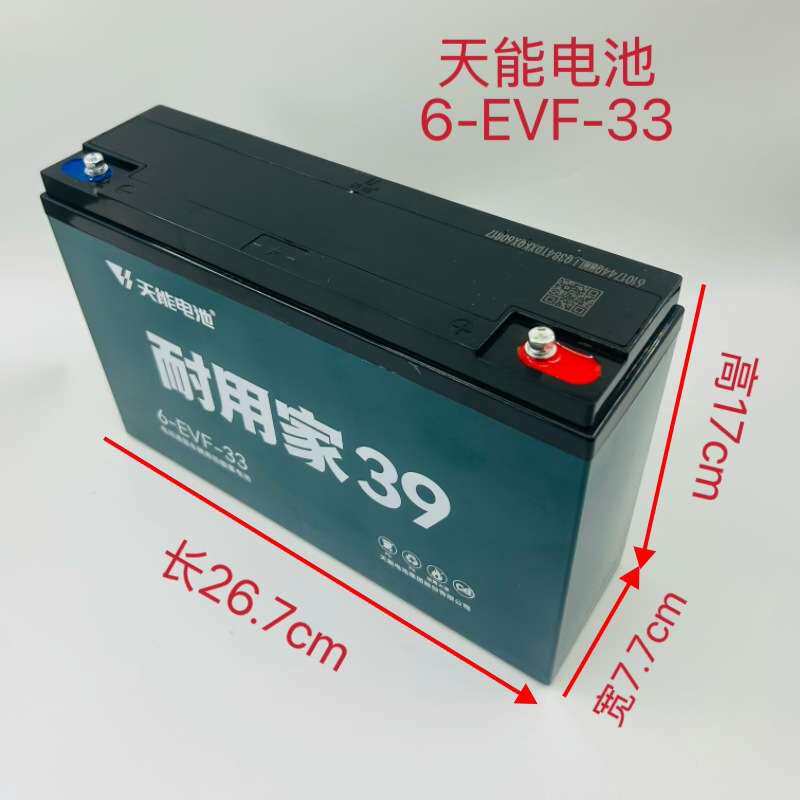 天能6-EVF-39电池电动二轮三轮车电瓶户外音响夜市摆摊照明水泵