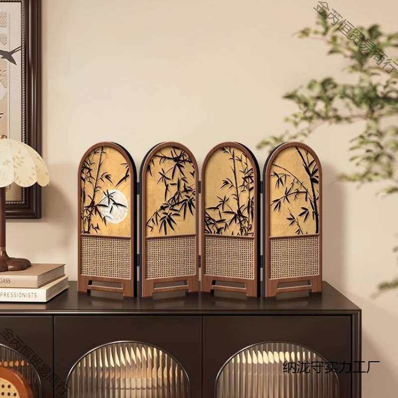小屏风摆件中古风竹子新款桌面摆台画折叠折屏感电视柜装饰画,3C数码配件,USB灯,淘宝优惠券,粉丝福利购,淘宝优惠卷