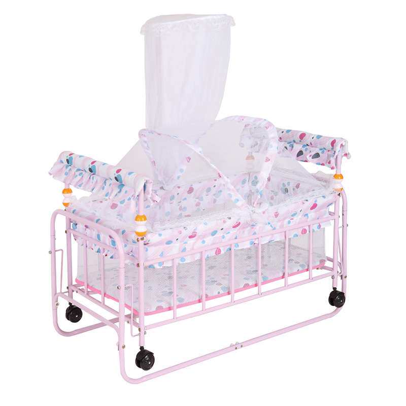 小婴儿床新生儿婴儿铁床摇篮床宝宝床简易铁床推车床送蚊帐BB小床
