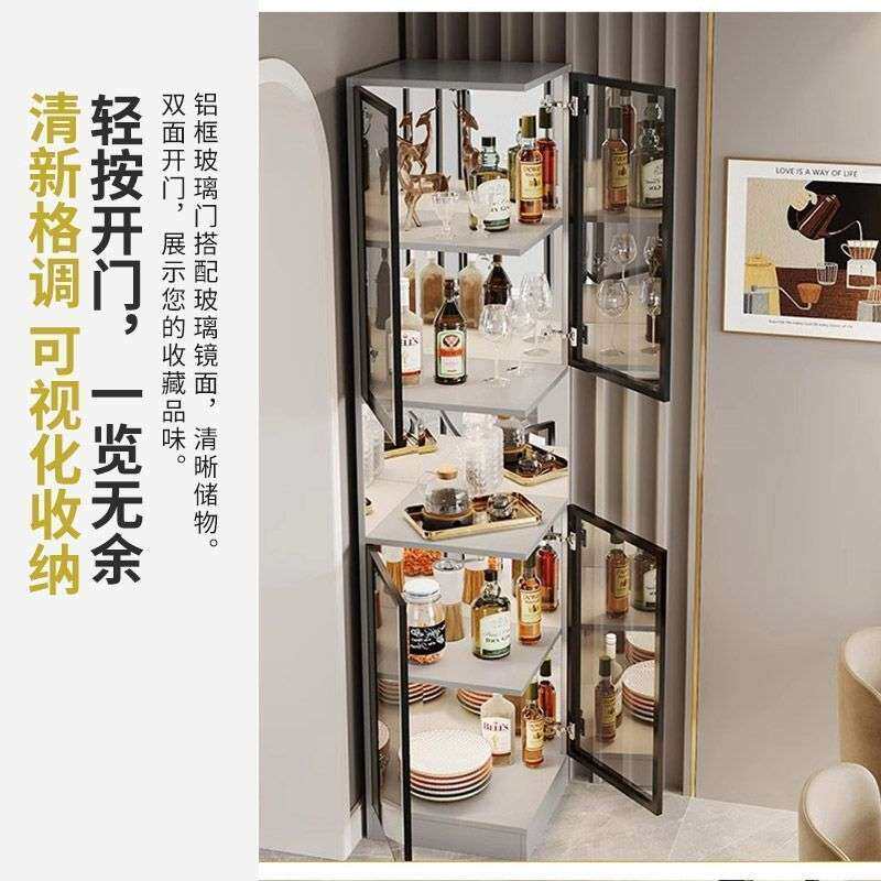 中古风酒柜展示柜带玻璃门客厅靠墙置物架电视柜侧边柜实木装饰柜