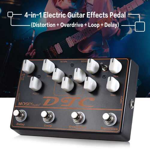 Moskyaudio DTC电吉他组合效果器小综合4踩钉 过载+延迟+失真效果