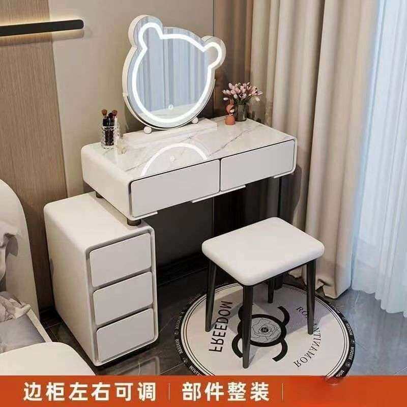 奶油风简约梳妆台化妆桌小户型现代轻奢化妆台岩板梳妆台2025新款