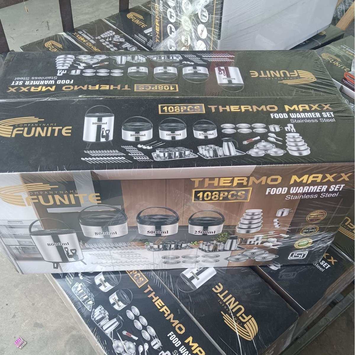 FUNITE 108PCS 出口非洲保温套装锅奶茶桶保温套装锅 LUNCH BOX