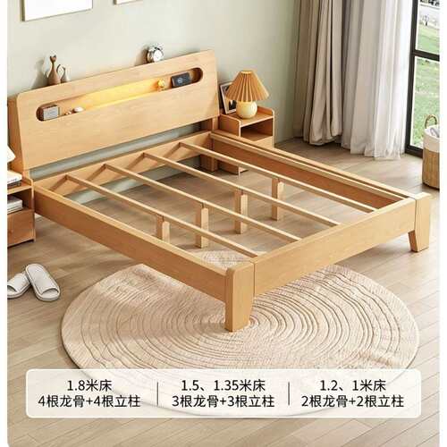实木床双人床1.8m现代简约工厂直销简易1.2m出租屋1米5储物单人床