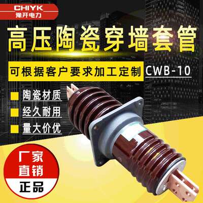 高压穿墙套管CWB-10高压陶瓷穿墙套管绝缘圆铜棒体10kV穿墙瓷套管