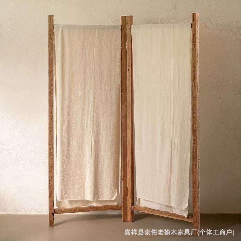 老榆木屏风实木入户门隔断家用装饰原木可遮挡屏风榆木装饰屏风
