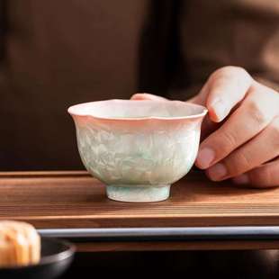 陶瓷窑变结晶釉茶杯个人专用高端主人杯冰花单杯茶具喝茶杯子送礼