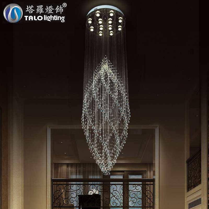 现代简约复式楼梯吊灯别墅客厅吊灯LED水晶吊灯创意工程吊线灯
