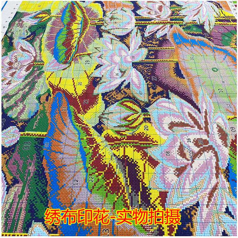 工厂一件代发荷塘莲花十字绣新款线绣满绣十字绣荷花风景大幅