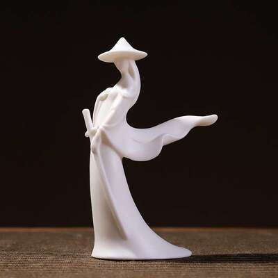 禅意侠客陶瓷人物摆件创意中式玄关家用博古架茶室软装饰工艺品