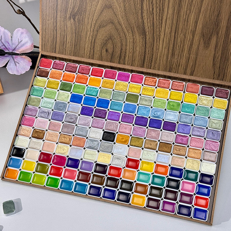 固体国画颜料珠光水彩组合套装中国画水墨画初学者美术生绘画礼物