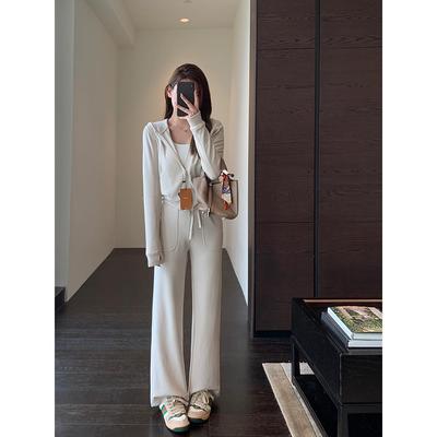 AMR UU◆神仙面料保暖发热羊毛混纺卫衣直筒阔腿裤套装女秋冬新