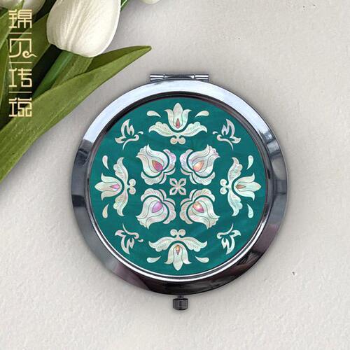 锦贝传说螺钿双面小镜子女随身便携带折叠桌面可立迷你专用化妆镜