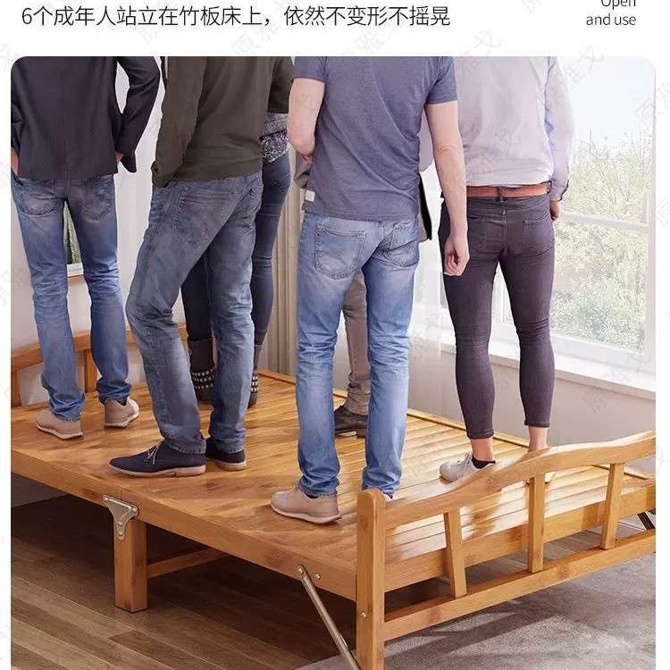 竹床折叠床双人单人简易床午休午睡家用实木凉床租房硬板竹子小床