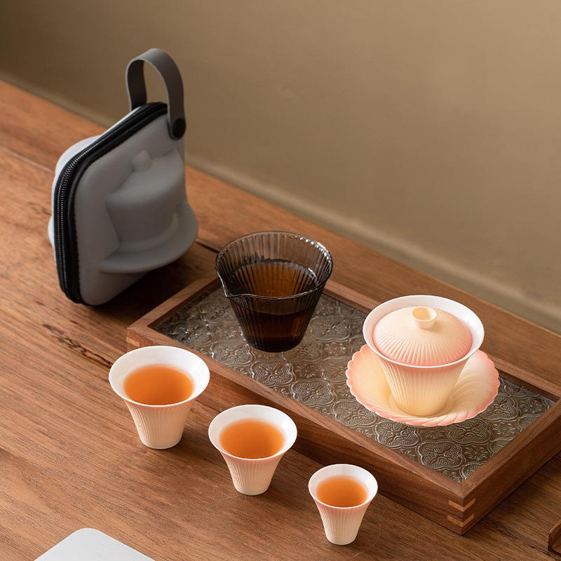 便携式旅行茶具小套装简易户外功夫泡茶壶茶杯精致女士露营快客杯图片