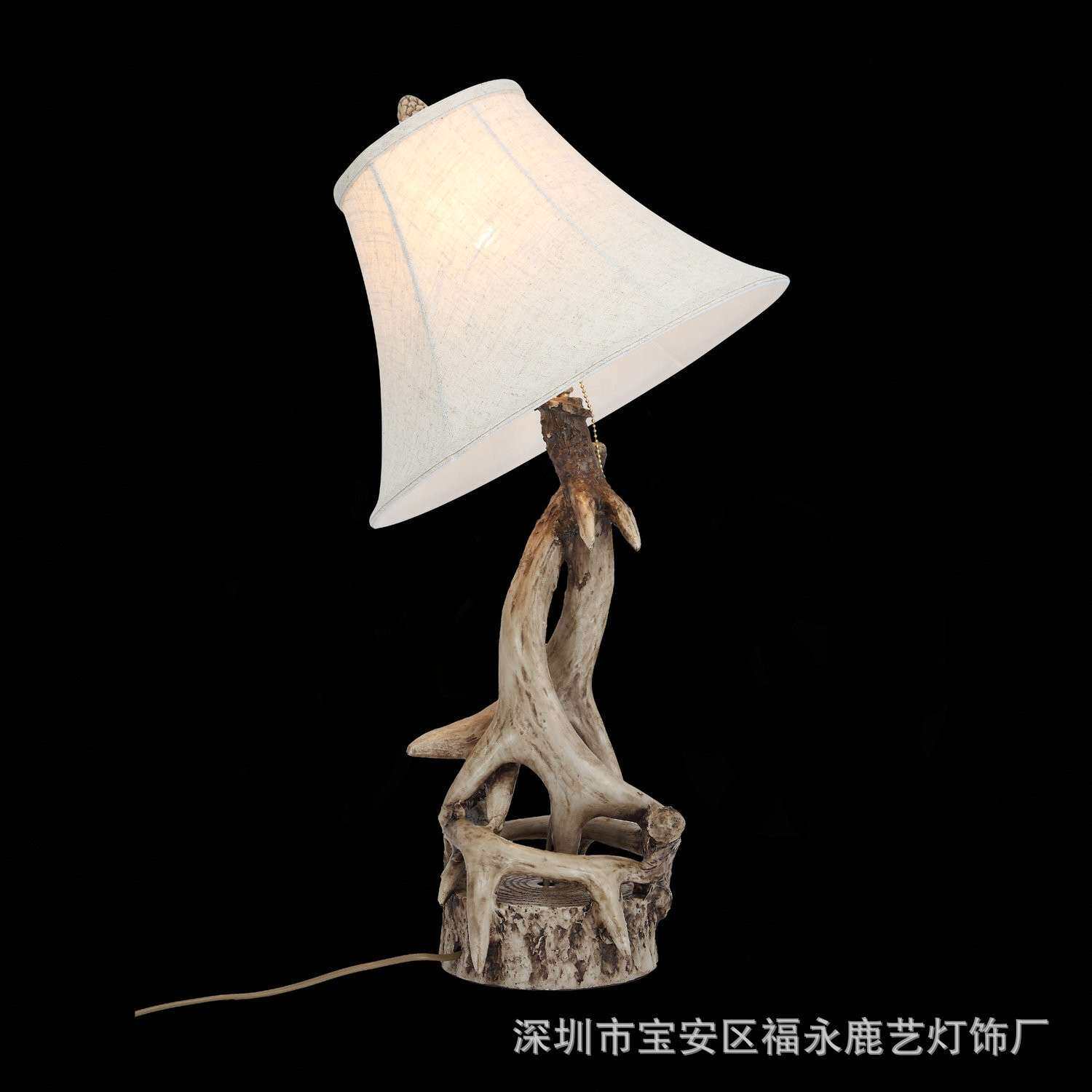 美式乡村台灯客厅卧室床头民宿别墅创意鹿角台灯