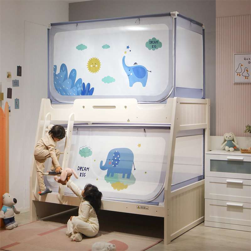 蚊帐子母床家用2022新款防摔双层上下铺1.5米梯形1.2m高低儿童床