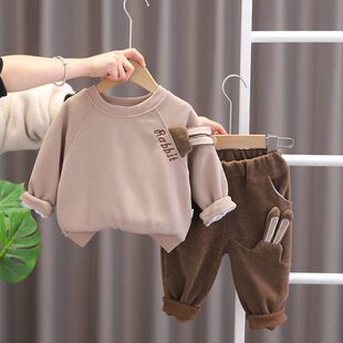 宝宝春装男童套装2024新款洋气可爱婴儿童春秋季衣服小孩两件套潮