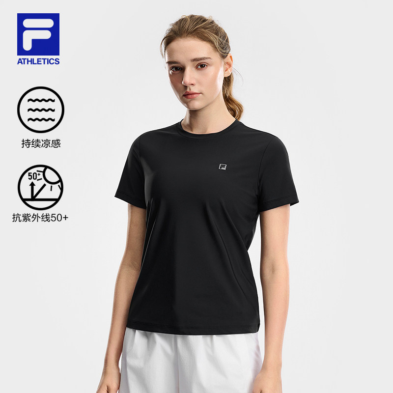 FILA斐乐女士短袖衫2026夏新款健身凉感运动T恤防晒速干透气上衣