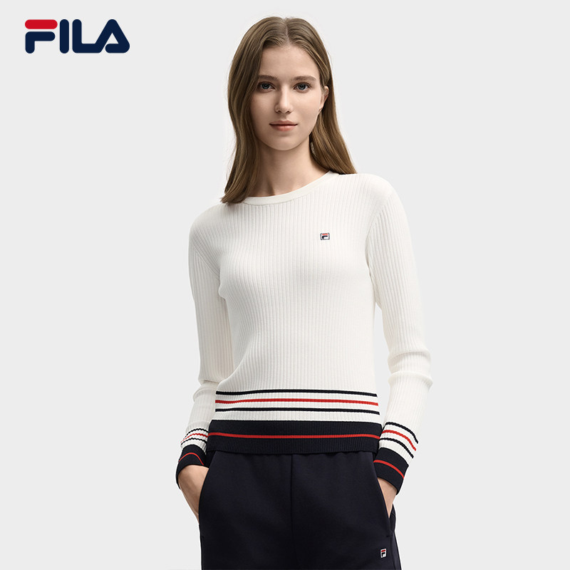 FILA斐乐官方长袖编织衫毛衣女