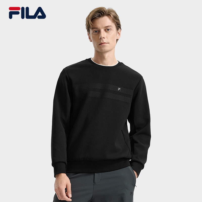 FILA 斐乐官方男子套头卫衣2025冬新款时尚简约基础针织长袖上衣